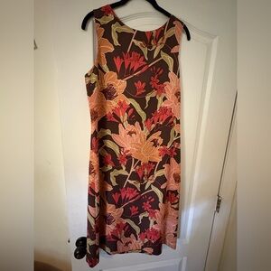 Vintage Tommy Bahama Silk Brown and Pink Sleeveless Dress